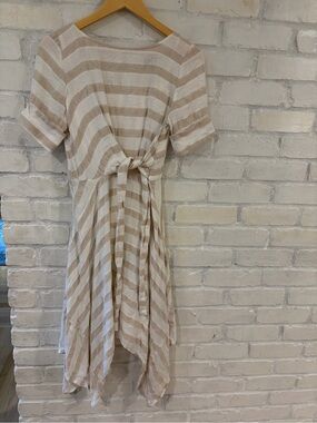 Eva Franco Striped Tie-Waist Linen Dress (B6)